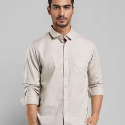 Crocodile Men Comfort Fit Solid Spread Collar Pure Cotton Casual Shirt-picture-21