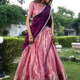 LOOKNBOOK ART Zari Work Ready to Wear Lehenga & Unstitched Blouse With Dupatta image 3