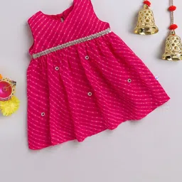 MANY FROCKS & Infant Girls Printed Embellished Fit & Flared Ethnic Dress-picture-33