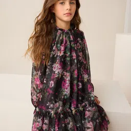NEXT Girls Floral Print Puff Sleeve A-Line Dress-picture-22