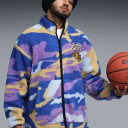 Puma Men Dylan Polar Fleece Mock Collar Abstract Printed Tailored Jacket-image-9