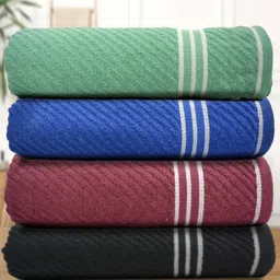Myntra Elegant Homes Green & Blue 4 Pieces Cotton 400 GSM Bath Towel-picture-39