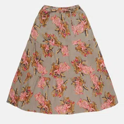 YOUNG BIRDS Girls Floral Printed Pure Cotton A-Line Midi Skirt-picture-33