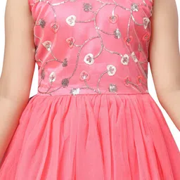 YK Girls Embellished Net Fit - Flare Dress image 4
