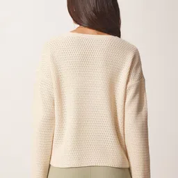 Happiness istanbul Women Krem Self Design Long Sleeves Pullover Sweaters image 3