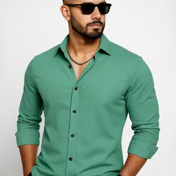 IKON FASHION Men Original Slim Fit Solid Spread Collar Casual Shirt-picture-23