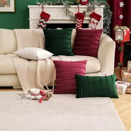 Khooti Green & White Set of 3 Striped Square Cushion Covers image 5