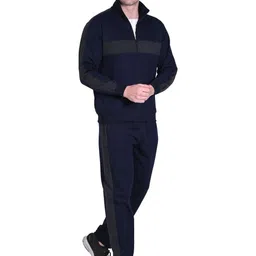 RELIGHT WEARS Men Colourblocked Mock Collar Breathable Sweatshirt & Trousers Tracksuit image 3