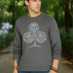 Moda Rapido Men Grey Fleece Printed Pullover Sweatshirt-image-56