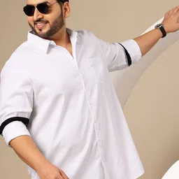 Sztori Plus Size Checked Cutaway Collar Regular Fit Shirt-image-83