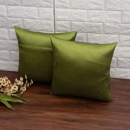 RoyalDeco Olive Green Set of 2 Square Cushion Covers image 2