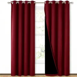 BFAM Maroon Set of 2 Black Out Window Curtain-picture-10