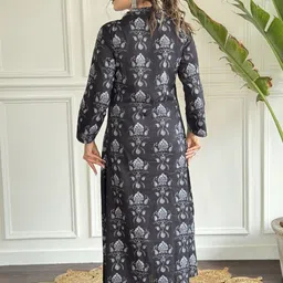 HERE&NOW Women Ethnic Motifs Printed Regular Pure Cotton Kurta with Trousers & With Dupatta image 5