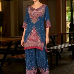 MOJILAA Women Pure Crepe Abstract Print Co-Ord Set-picture-18
