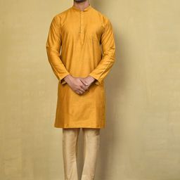 Arihant Rai Sinha Mandarin Collar Pure Cotton Kurta With Pyjamas-picture-1