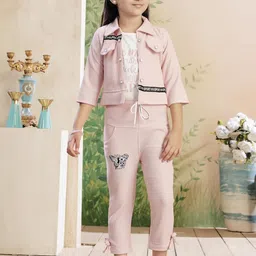 Muhuratam Girls Pink Nylon Clothing Set-image-59