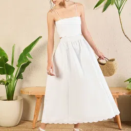 Uptownie Scalloped Fit and Flare Midi Cotton Dress-picture-36