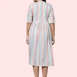 kfashiob Women Fit and Flare White Midi/Calf Length Dress image 2