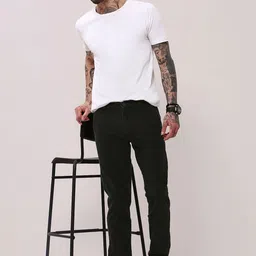 SHOWOFFFF Men Comfort Slim Fit Low-Rise Corduroy Trousers image 5