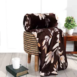 BLUEDOT Brown & White Floral Printed Fleece Heavy Winter 300 GSM Dohar-image-22