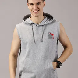 LEON Men Sleeveless Printed Hooded Sweatshirt image 2