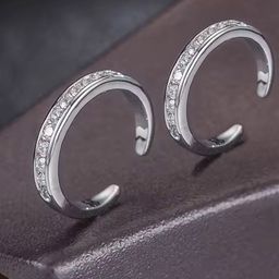 Peora Silver-Plated Cubic Zirconia Studded Toe Rings-picture-32