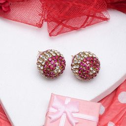 KPOP Gold-Plated Circular Shaped Rhinestone Studs-picture-8