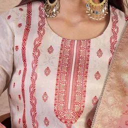 Inddus Women Ethnic Motifs Embroidered Kurta with Trouser & Dupatta image 2