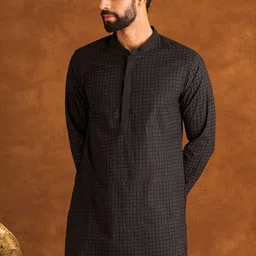 JAYPORE Men Printed Thread Work Kurta image 5