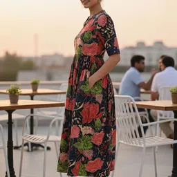 KALINI Floral Print A-Line Midi Dress image 2