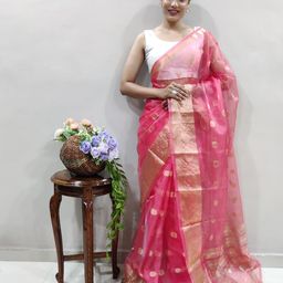 LeeliPeeri Designer Woven Design Zari Organza Saree-picture-32