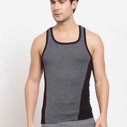 MACHO Pack Of 2 Combed Cotton Assorted Gym Vests image 2