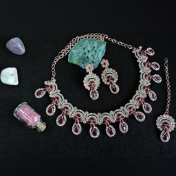 VATSALYA creation Alloy Gold- plated Maroon Jewellery Set-picture-47