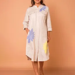 THE HOUSE OF HEMP Women Mandarin Collar A-Line Midi Dress-picture-23