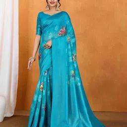 MUSKAN CREATION Floral Printed Zari Banarasi Saree-picture-19