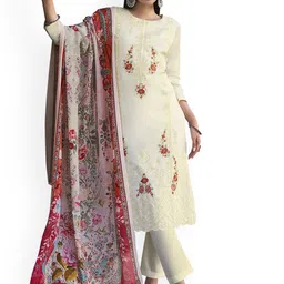 DRAVINAM Trends Embroidered Pure Cotton Unstitched Dress Material-image-91