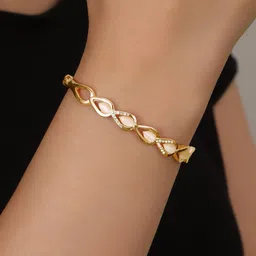 Shining Diva Fashion Gold-Plated Crystals And Stones Studded Bangle-Style Bracelet image 5