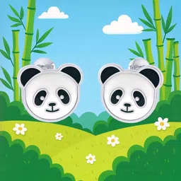 925 SILLER 925 Sterling Silver Rhodium-Plated Panda Shaped Studs image 3