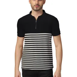 BEYOU FASHION Men Striped Polo Collar T-shirt-picture-22
