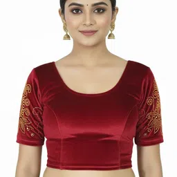 PU FASHION Women Embellished Round-Neck Slip On Saree Blouse-picture-39