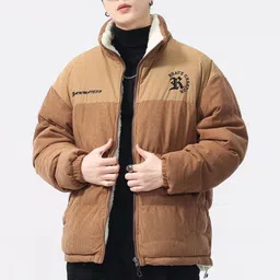 Mast & Harbour Men Typography Colourblocked Puffer Jacket image 4