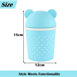 Kuber Industries Set Of 2 Blue and White Table Dustbins1L image 3