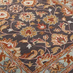 Surya Living Charcoal & Orange Ethnic Motifs Anti-Skid Woolen Carpet image 5