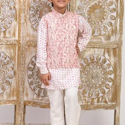 Pro-Ethic STYLE DEVELOPER Boys Printed Pure Cotton Kurta With Trousers & Waistcoat image 5