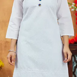 BAESD Girls Thread Work Pure Cotton Kurta With Palazzos And Dupatta image 3