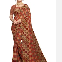 KANOODA Floral Printed Pure Georgette Saree-image-22