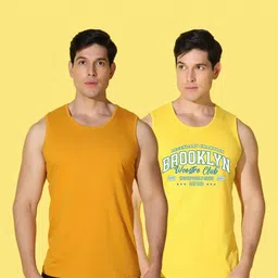 WOOSTRO Men Pack of 2 Typography Printed Round Neck Cotton Slim Fit Sports T-shirts image 4