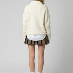 bebe Printed Shirt Collar Neck Sweater With Skirt Co-Ords image 3