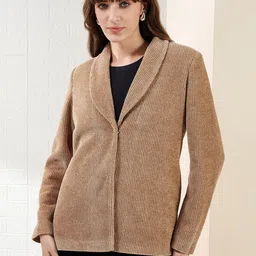 Latin Quarters Self Design Shawl Collar Blazers-picture-31