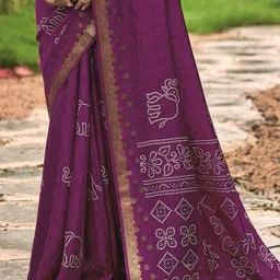 KALINI Ethnic Motifs Zari Silk Blend Handloom Bandhani Saree image 3